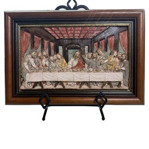 The Last Supper Resin w/Faux Wood Gold Trim Hang/Display Made in Florence Italy